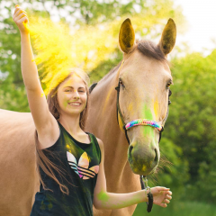 Provazová ohlávka UNICORN (duhový oplet)